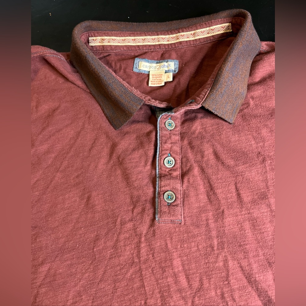Men’s Carbon 2 Cobalt Polo Large Burgundy Cotton